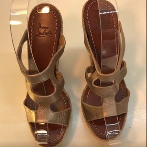 Christian Louboutin Gold Metallic Wedges Size 36